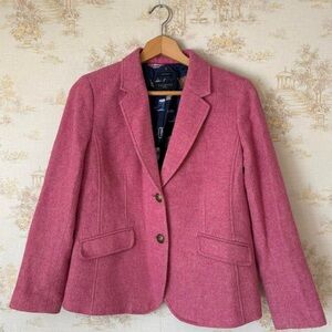 Talbots Aberdeen pink wool teacup print satin lined blazer jacket 8 Petite